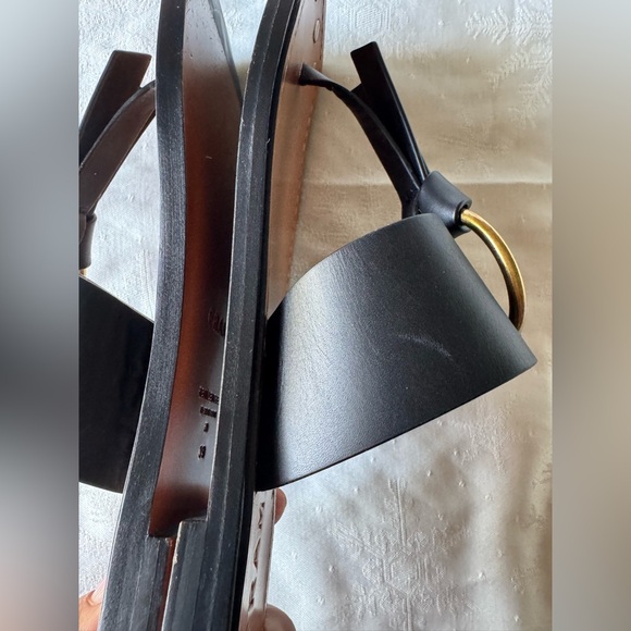 Black Leather Sandals with Gold Accents - Picture 7 of 13